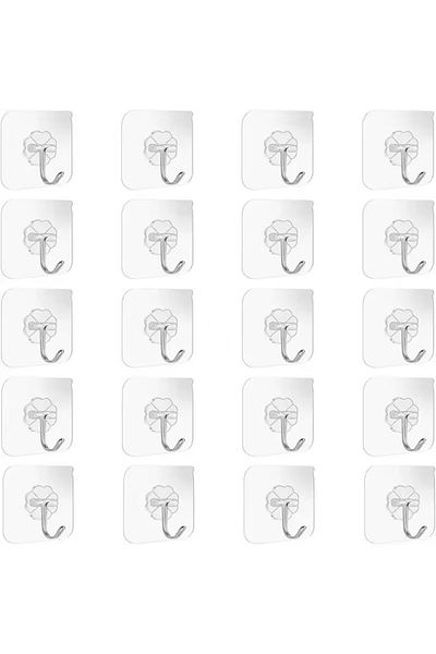 Choice1 30pcs 30PCS Transparent Stainless Steel Strong Self Adhesive Hooks Key Storage Hanger for Kitchen Ba
