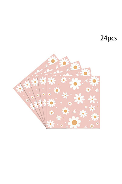 Choice منديل - 24 قطعة 24 قطعة من أدوات الحفلات البوهيمية، زهور الأقحوان، ديك...