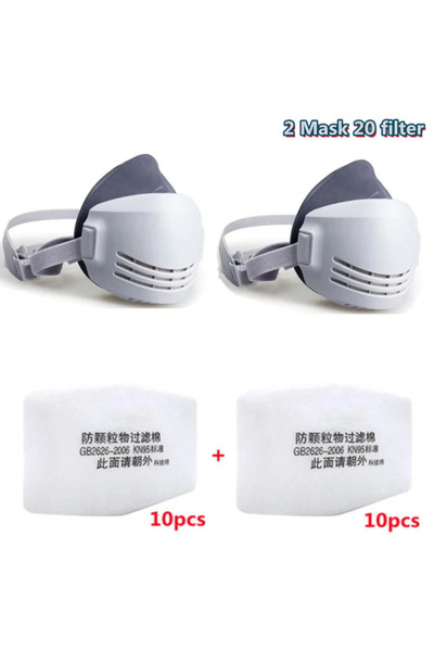 choice2 2 Mask 20 filter Dust Mask +20pcs Filter Cotton Respirator Half Face ...
