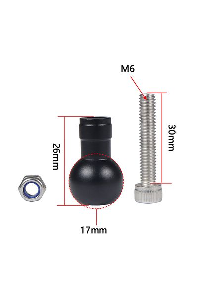 Choice AUTO 177mm Ball to M6 17mm 25mm Ball Head Adapter Clip Socket Arm Connector for GoPro 13 12 OSMO Act