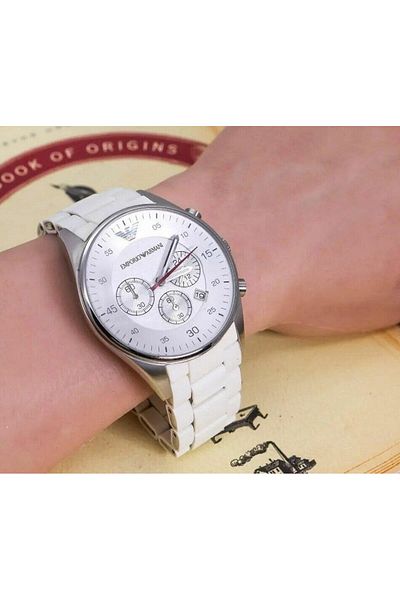 Emporio Mens Quartz Watch, Analog Display and Plastic Strap AR5859