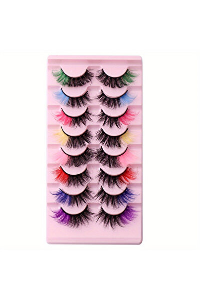 Choice أسود وأحمر 8 أزواج من الرموش الصناعية الملونة عالية الجودة، رموش فردية تخلق مظهرًا مختلفًا