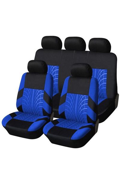 RO GROUP Set Huse Scaune Auto RoGroup Mesh, pentru bancheta rabatabila, 9 Bucati, culoare negru si albastru