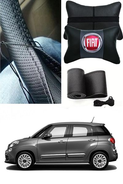 AYAZGRUP Pernă pentru gât și husă pentru volan Fiat 500 cu stâlp (SET ULTRA LUXURY)
