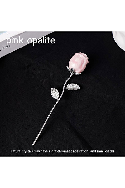 Choice قطعة واحدة من الكريستال الطبيعي المصنوع من حجر الكوارتز الوردي، تمثال زهور، أحجار كريمة للشفاء، مناسب لعيد الحب