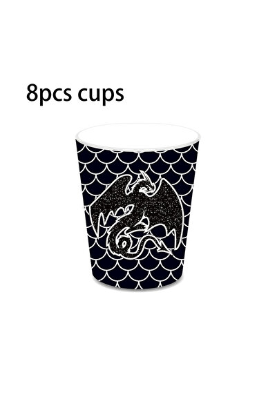 choice2 MM207-8 قطع-أكواب طقم أدوات مائدة للاستخدام مرة واحدة بتصميم تنين أسو...