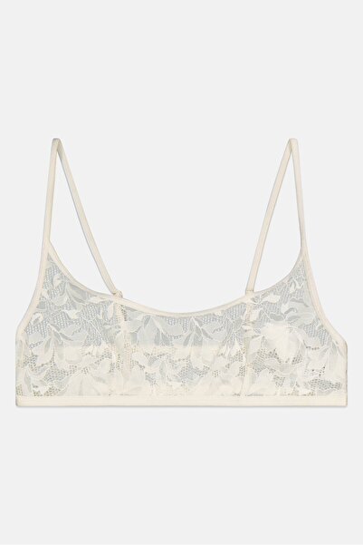 NA-KD Hunkemoller x NA-KD Women Non Padded Textured Bra, Ivory