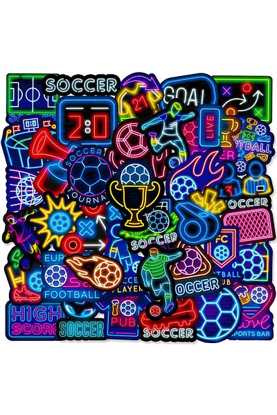 Choice 50PCS 10/30/50PCS Neon Football Cheer Soccer Game Cartoon Sticker DIY Laptop Luggage Skateboard Graf