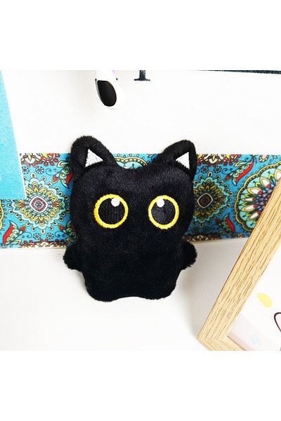 Choice 10cm Black Cat Cute Black Cat Plush Toy Cartoon Kitten Keychain Creative Backpack Decoration Soft St