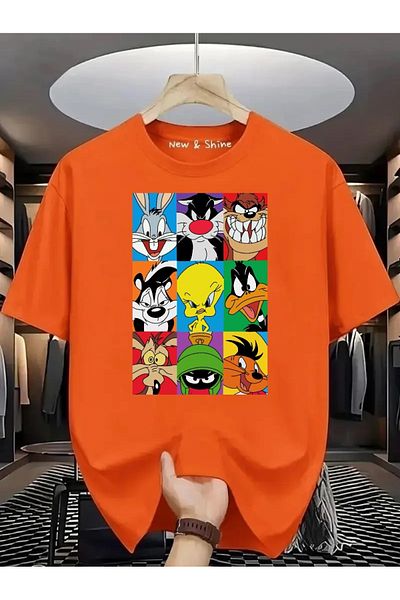 New Shine 1 T-Shirt Is a Gift for Purchases of 6 or More in Cart - Looney Tunes Printed Large Size Oversize T-Shirt