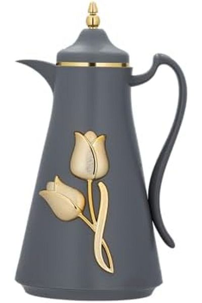 ALSAIF Deva Coffee And Tea Vaccum Flask In Grey/gold / Leak-proof And Keeps Drinks Hot 1 Liter