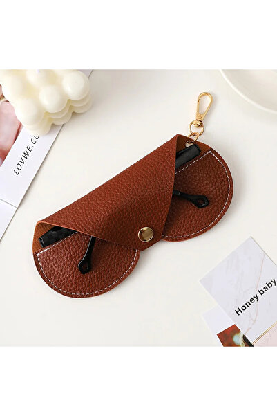 Choice حقيبة تخزين نظارات شمسية بنية اللون من الجلد الصناعي مع غطاء نظارات من...