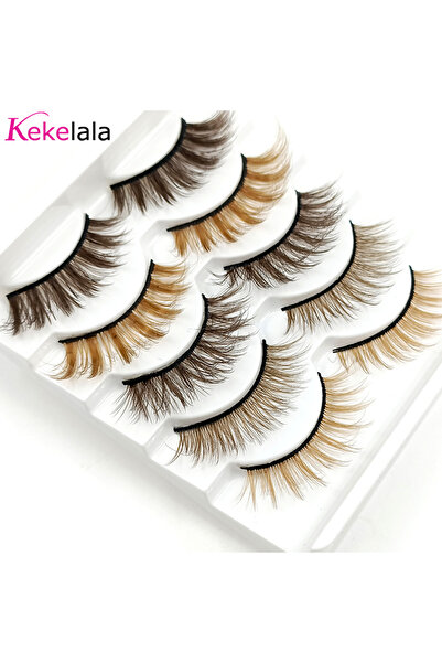 Choice 5 أزواج من الرموش الصناعية ذات اللون البني المختلط 5 أزواج من الرموش الصناعية ذات اللون البني المختلط بلون القهوة رموش صناعية ذات لون أشقر