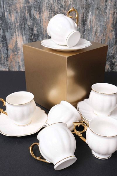 Eren Çini Seramiği 12 Piece Porcelain Coffee Cup Set for 6 People