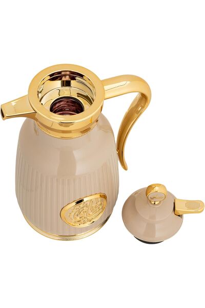ALSAIF Coffee And Tea Vaccum Flask Set In Brown/gold / Leak-proof And Keeps Drinks Hot 1.0/1.0 Liter