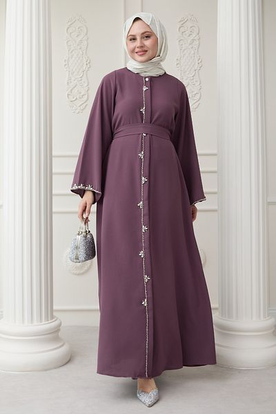 InStyle Long Flower Stone Detail Ferace Rose Kurusu