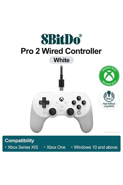 Choice White 8bitdo Pro 2 Xbox Controller Wired Gamepads Pc For Xbox Series X S Xbox One Windows 10 11 Hall