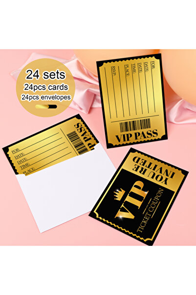 Choice1 Gold 24pcs 24 VIP party invitati, double-sided gold and silver, theme...