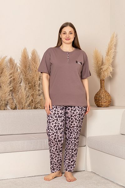 nisaNCa Set de pijamale pentru femei, 100% bumbac, cu mâneci scurte
