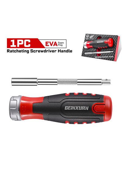 Choice 1PCS GEINXURN 1-Piece Ratcheting Screwdriver Handle, 12-in-1 Magnetic Screwdriver, Quick-Load,with E