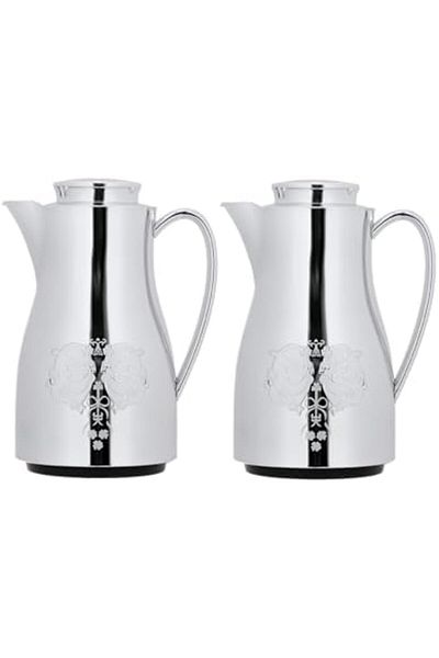 ALSAIF Coffee And Tea Vaccum Flask Set In Chrome / Leak-proof And Keeps Drinks Hot 1.0/1.0 Liter