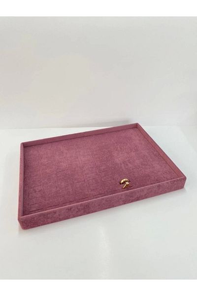 MeGass Dekor Domestic Production Suede Fabric Burgundy Color 34/24cm Submerged Drawer Ring Tray