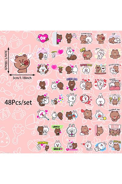 Choice 6x5.2x0.5cm Zfy-139 48pcs Surprise Gifts,bears,rabbits, Stickers,self-paste, Can Be Used For Desktop