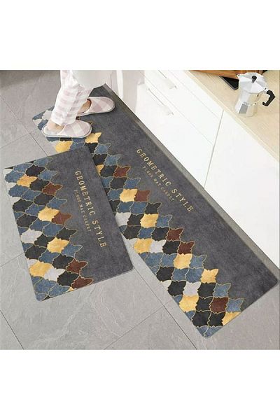 COOYA 2 Pack Kitchen Floor Mats, Non-slip and Water-Absorbent, 40*60+40*120cm, Suitable for Kitchen