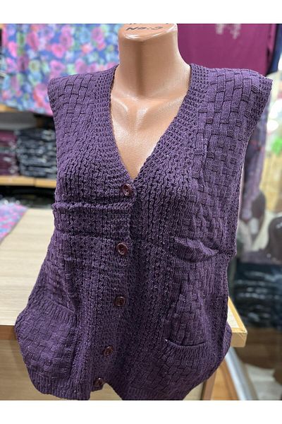 TCR Women's Knitwear Buttoned Pocket Knitted Pattern Seasonal Cardigan Vest