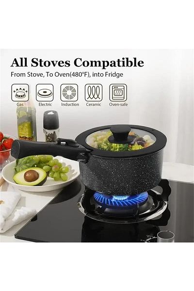 COOYA 15 Pcs Kitchen Cookware Set,non-stick,detachable Handle,oven Safe,suitable For All Stovetops,black