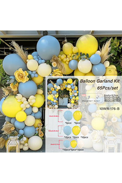 Choice أخرى 10WR-176-B 65 قطعة من إكليل البالونات الأزرق والأصفر، بالون أبيض ...