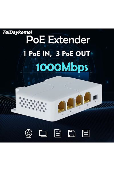 Choice موسع نطاق POE بسرعة 1000 ميجابت في الثانية 100/1000 ميجابت في الثانية مزود بأربعة منافذ ومكرر شبكة جيجابت IEEE802.3af/at، قابل للتوصيل والتشغيل
