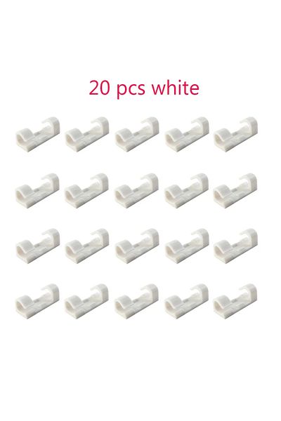Choice 20 pcs white Self Stick Wire Cable Cord Clips Clamp Table Wall Tidy Organizer Holder Fixer Holder f