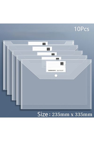 Choice White Thick-10pcs 10 PCS Plastic Folders for Document, A4 Size Plastic Envelopes with Snap Closure,