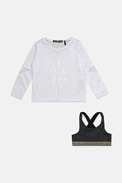 İkks طقم مكون من قطعتين من بلوزة بأكمام طويلة وحمالة صدر للبنات الصغار، باللو...