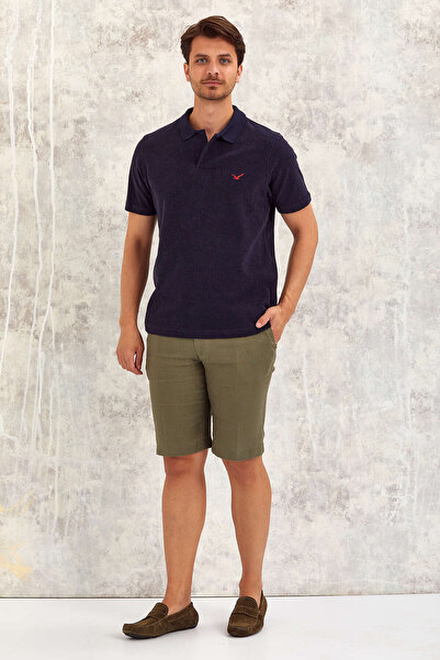 SMILE تيشيرت بولو رجالي سبونج - أزرق داكن