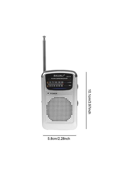 Choice KK19 Silver Mini Radio KK19 KK67 KK78 Portable Radio FM AM Battery Operated Handheld Built-in Speake