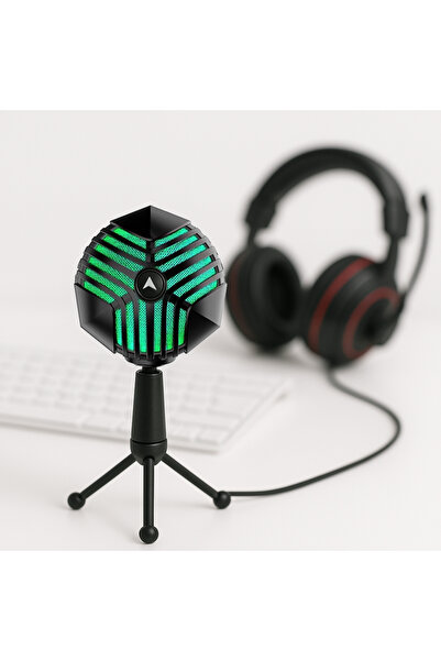 Coverzone RGB Profesyonel Stüdyo Mikrofon Kayıt Frekans aralığı: 50Hz 16kHz Masaüstü Canlı Yayın GM-888