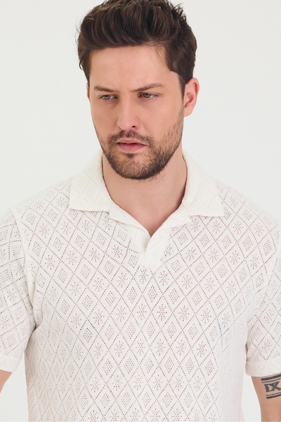 COOL TARZ Ανδρικό μοντέρνο μπλουζάκι με γιακά πόλο με μοτίβο 100% βαμβάκι