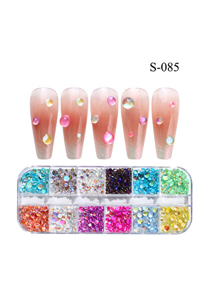 Choice S 085 12 شبكة من خرز حورية البحر الدائري اللامع لتزيين الأظافر بأحجام ...
