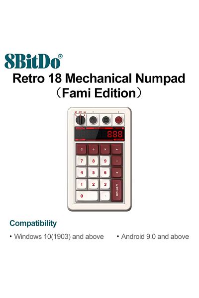 Choice Fami Edition 8BitDo Retro 18 Mechanical Numpad Compatible with Windows 10 11 Android Bluetooth 2.4G