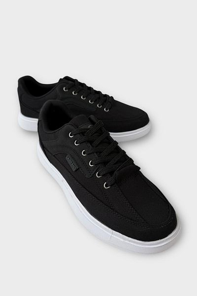 Liger Men's Linen Gabardine Fabric Casual Sneaker Shoes Black - White