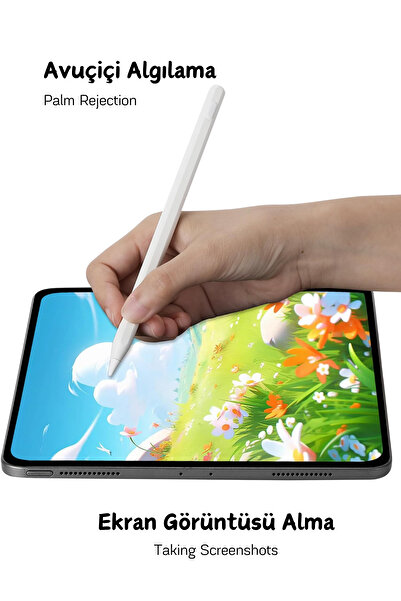 Fuchsia iPad Air 11 inç M2 A2902 A2903 A2904 Uyumlu Kablolu ve Kablosuz Şarj Özellikli Tablet Kalemi