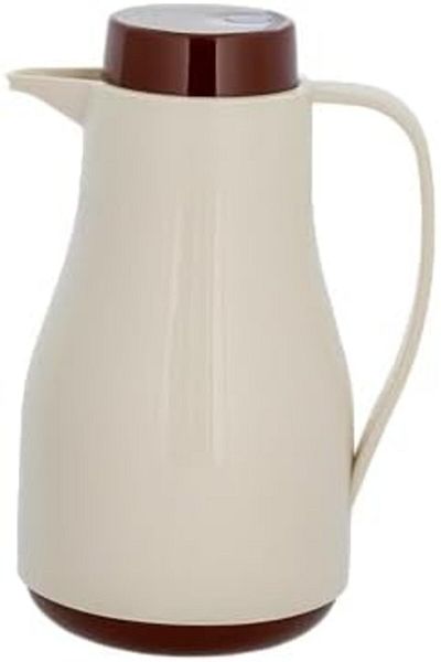 ALSAIF Blu Coffee And Tea Vaccum Flask In White/brown / Leak-proof And Keeps Drinks Hot 1 Liter