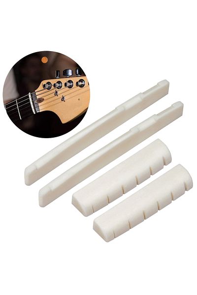 Choice 2 Sets 4 Pcs 6 String Acoustic Guitar Bone Bridge Saddle 72mm And Nut 43mm Cow Bone Nut Top Folk ...