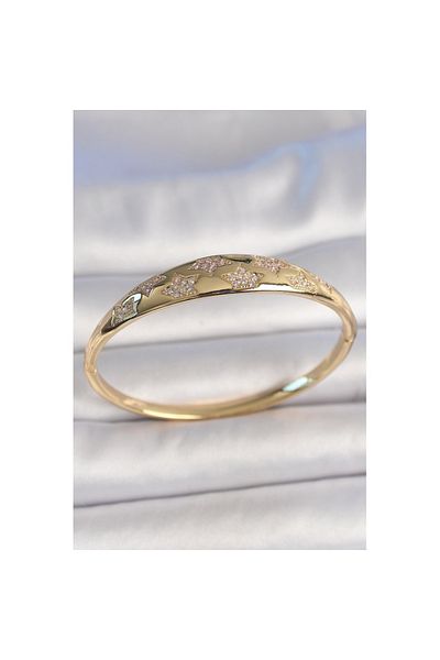 Skygo Brass Gold Color Zircon Stone Star Embroidered Women's Handcuffs - Tj-Bb6918