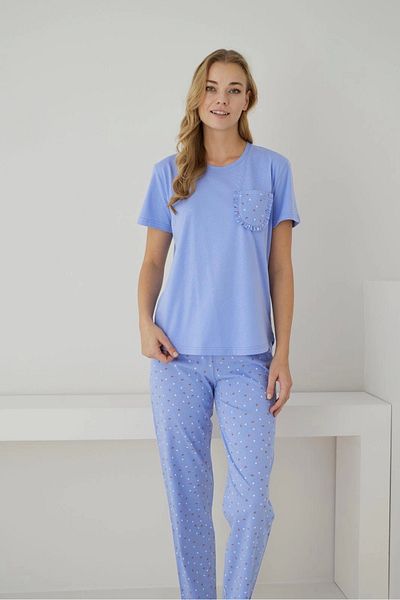 Pijamoni Set pijama liliac cu mânecă scurtă din țesătură din jerseu - 2556