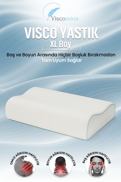 Viscomina High Neck Supported Double Layer Visco Pillow Orthopedic and Ergonomic Design 60X40