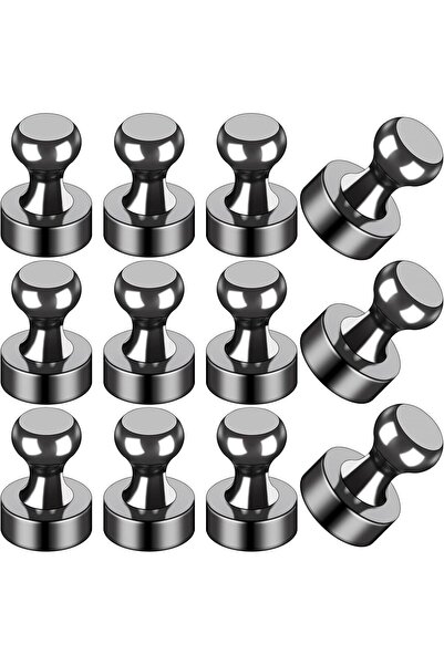 Arabest 12Pcs Small Strong Black Fridge Magnets for Whiteboard Office