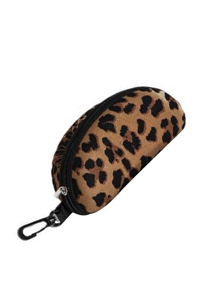 Choice Leopard print Zipper Hard Shell Sunglasses Case And Glasses Box With Plastic Hook For Portable Trave